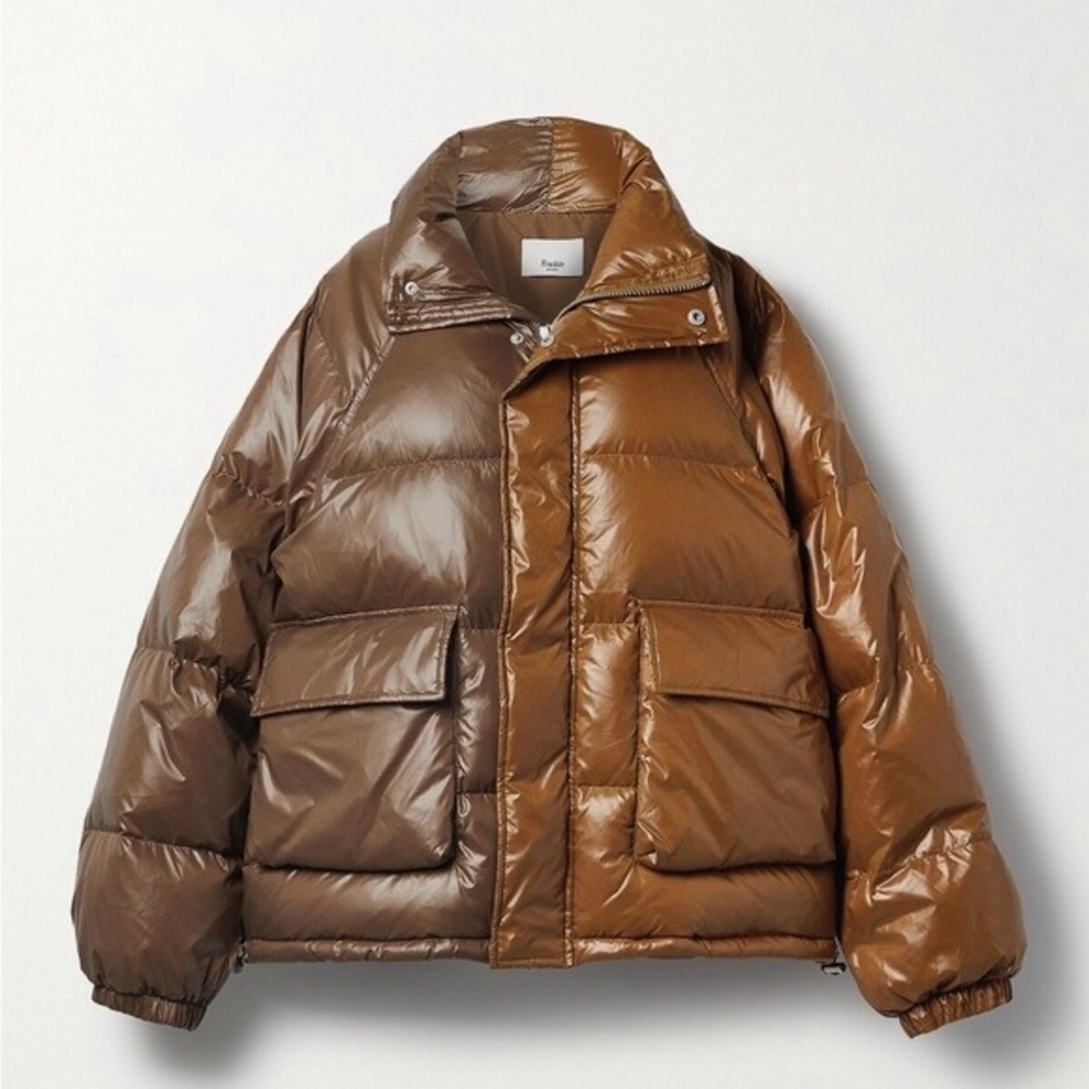 Frankie Shop Solan Down Puffer Jacket Womens XS/S Brown Two-Tone Oversized Chic